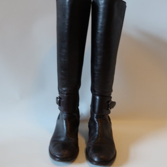 VIA SPIGA BROWN LEATHER TEXTILE TALL BOOTS 8 * - Picture 3 of 11